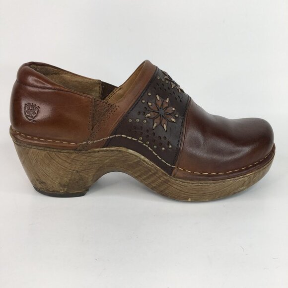 Ariat Bella Brown Leather Slip on Clogs Size 7.5 - Picture 9 of 16